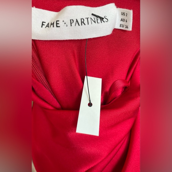 Fame & Partners Red Cowl Neck Long Dress - Picture 6 of 11
